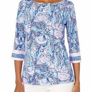 Lilly Pulitzer Waverly Top in Horseshoe Bay print